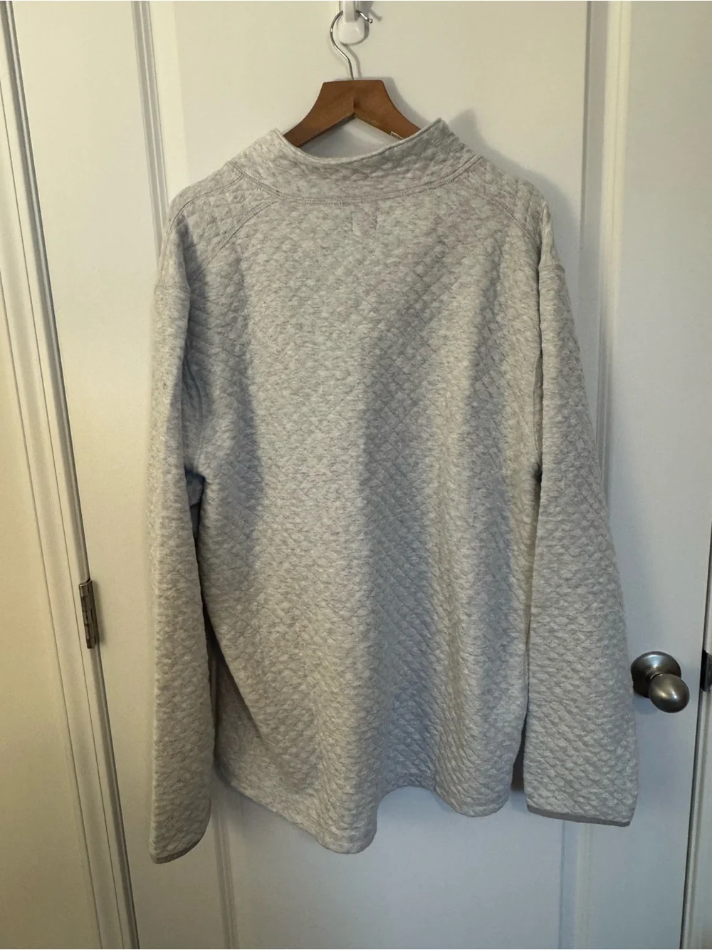 J. Crew Quilted Light Gray Men's Half-Zip Sweater